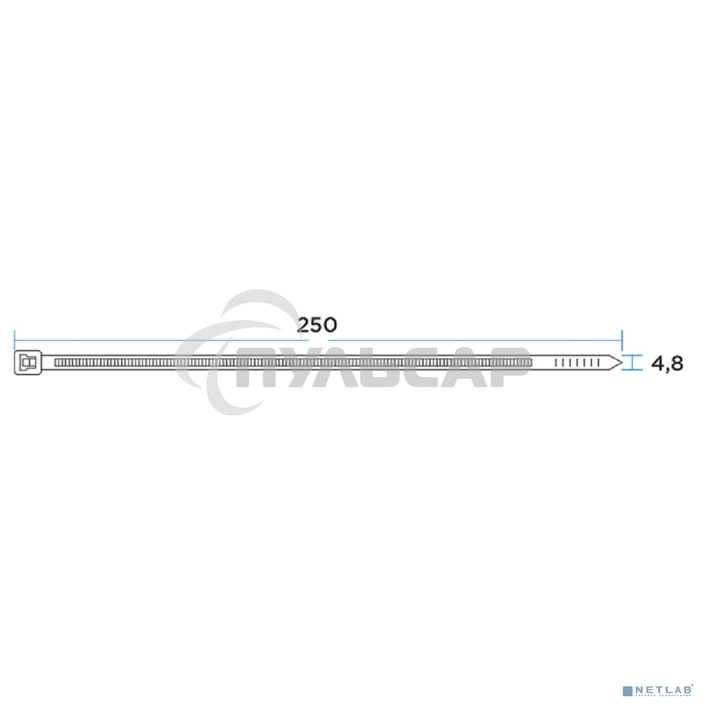 Хомут-стяжкa нейлоновая с тройным замком Rexant 250x4,8 мм, белая, упаковка 100 шт.