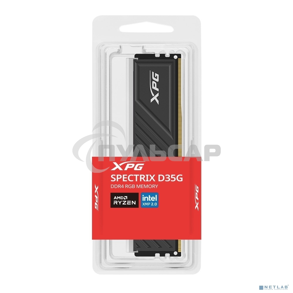 Оперативная память XPG Spectrix D35G RGb, 8Gb, DDR4, 3600MHz, CL18, DIMM, с радиатором, черный, RGb
