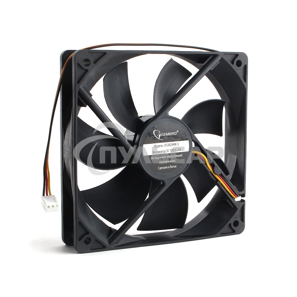 Вентилятор для корпуса Gembird 16609 черный, 120 мм, 1550 об/мин, 22.5 дБ, 3 pin
