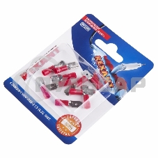 Клемма плоская Rexant, изолированная штекер - 6.3 мм, 0.5-1.5 мм², (РПи-п 1.5-(6.3) / MDD1.25-250), красный, в упак. 10 шт.