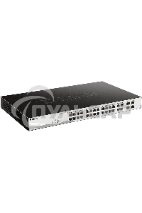 Коммутатор D-Link DGS-1210-28MP/FL1A, L2 Managed Switch with 24 10/100/1000Base-T ports and 4 100/1000Base-T/SFP combo-ports (24 PoE ports 802.3af/802.3at (30 W), PoE Budget 370 W).8K Mac address, 802.3x Flow C