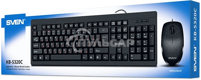 Комплект клавиатура + мышь SVEN KB-S320C клавиатура и мышь черные (USB, 105 кл, 4 кнопки, 1000 dpi)