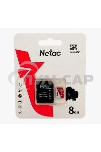 Флеш карта Netac P500 ECO MicroSDHC 8Gb C10 NT02P500ECO-008G-R, с адаптером