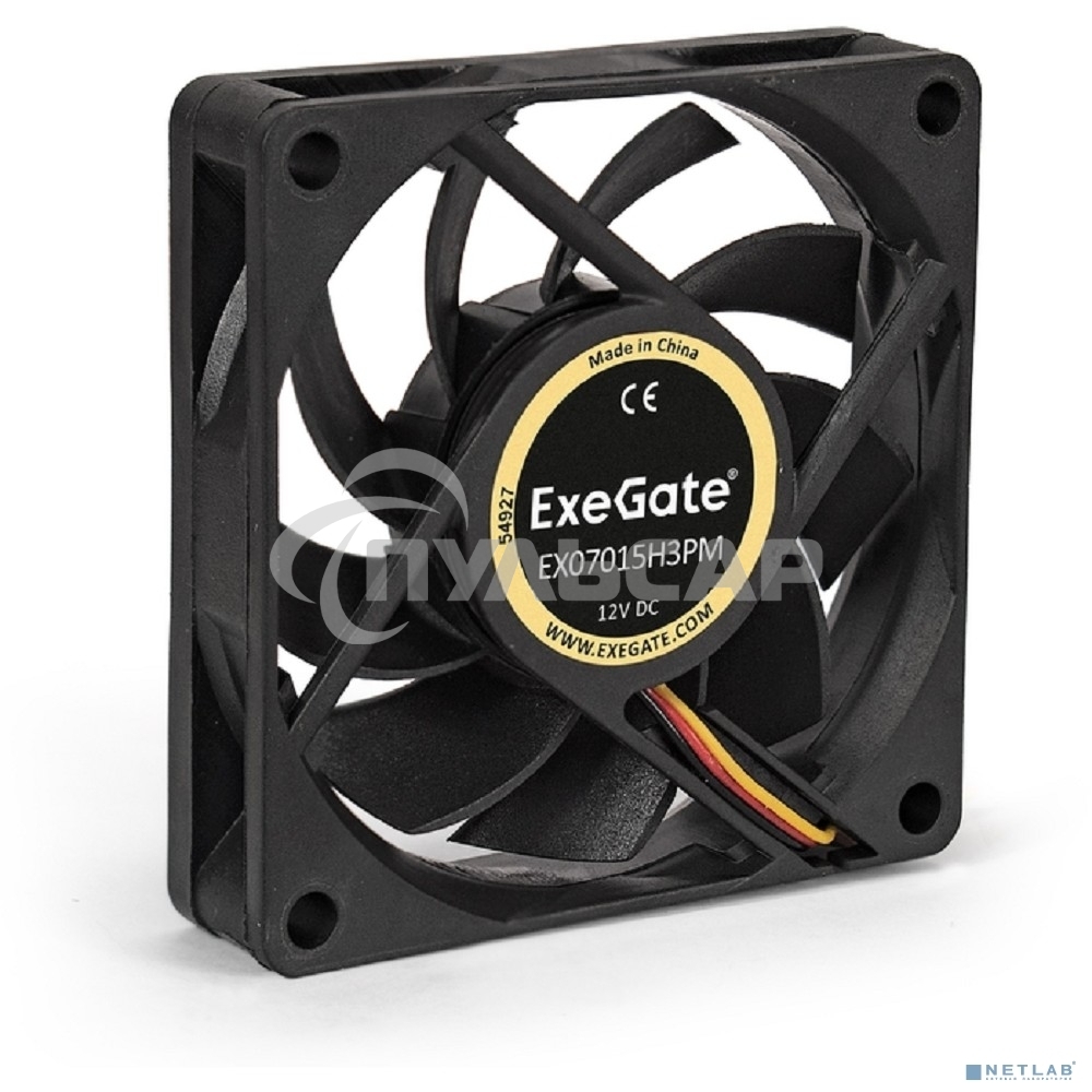 Вентилятор для корпуса ExeGate EX07015H3PM черный, 70 мм, 3000 об/мин, 26 дБ, 3 pin
