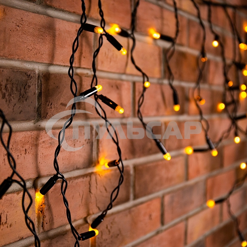 Гирлянда Neon-night Айсикл (бахрома) светодиодный, 2,4 х 0,6 м, черный провод, 230 В, диоды теплый белый, 88 LED