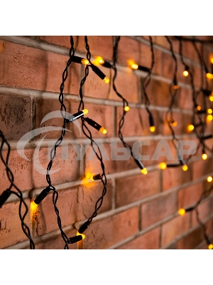 Гирлянда Neon-night Айсикл (бахрома) светодиодный, 2,4 х 0,6 м, черный провод, 230 В, диоды теплый белый, 88 LED