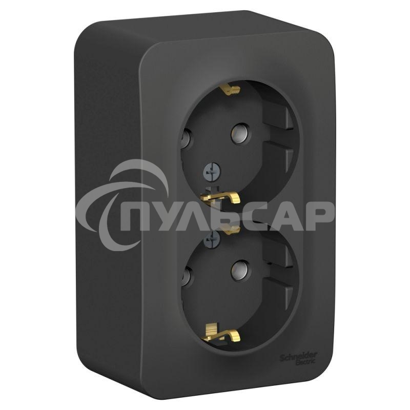 Розетка 2-м ОП BLANCA 16А 250В без шторок c заземл. изол. пласт. антрацит SchE BLNRA010216