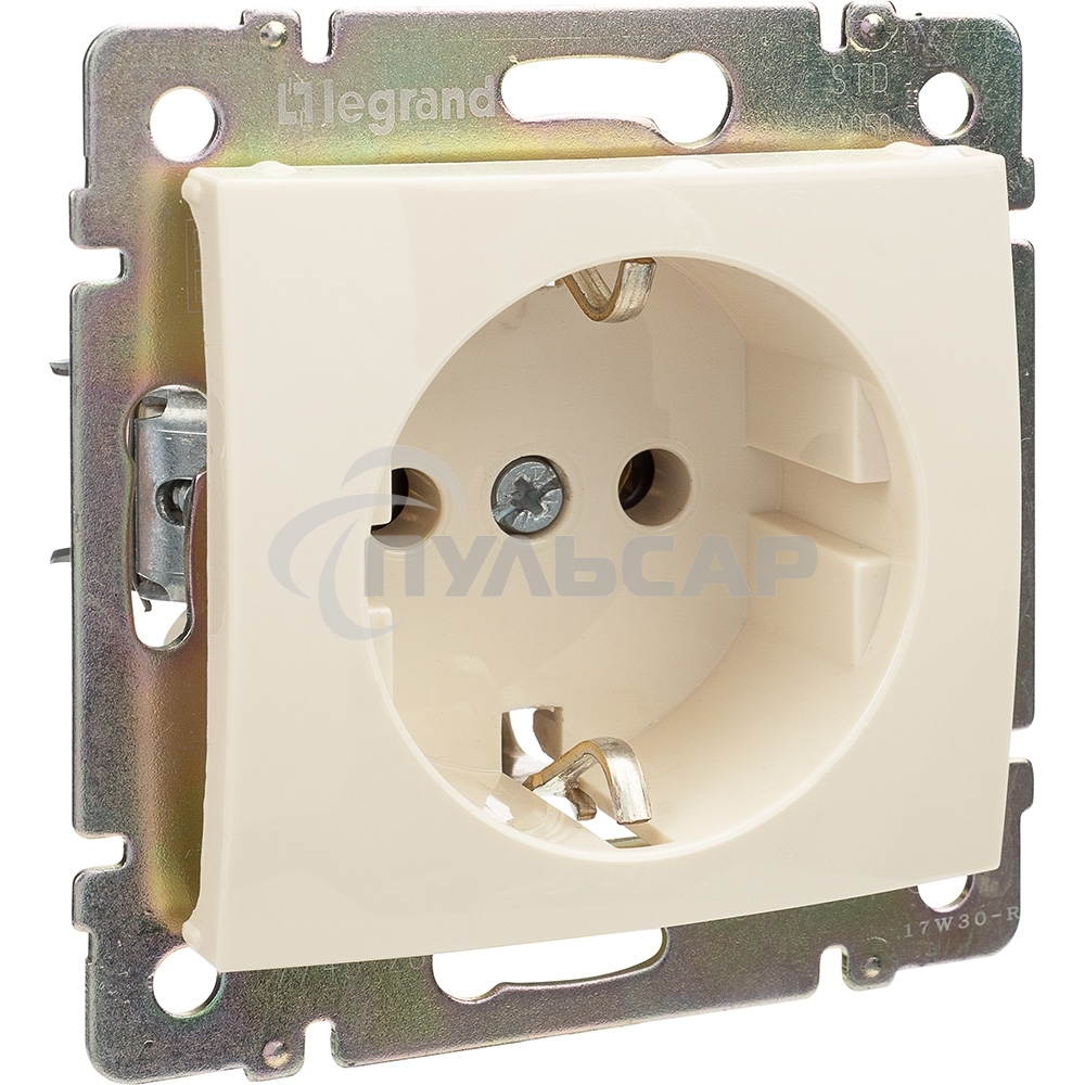 Розетка электрическая Valena с заземлением 2К+З/сл.кость (слоновая кость) Legrand 774320