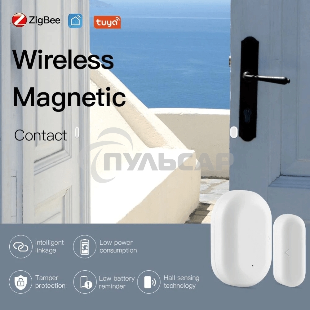 Датчик открытия дверей и окон MOES Door&Window Sensor ZSS-X-GWM-C, Zigbee, CR2032