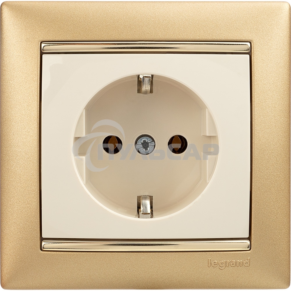 Розетка электрическая Valena с заземлением 2К+З/сл.кость (слоновая кость) Legrand 774320
