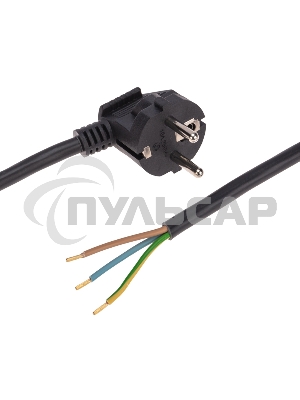 Шнур электрический с вилкой ПВС 3х1,5 мм2 1,5м черный Rexant