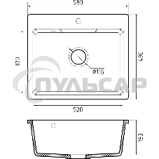 Мойка GRANFEST URBAN 658 1-чаша 580*490мм, монтаж: врезной, материал: кварц, серый