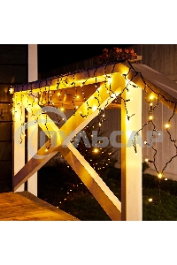 Гирлянда Neon-night Айсикл (бахрома) светодиодный, 2,4 х 0,6 м, черный провод, 230 В, диоды теплый белый, 88 LED