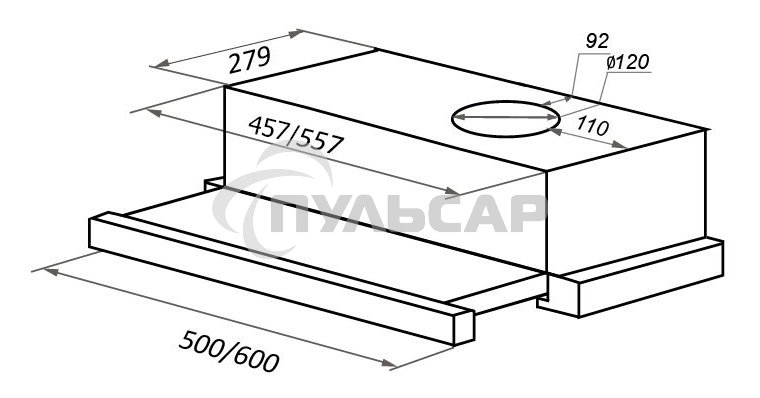 Вытяжка встраиваемая Maunfeld VS Light 60 белый, 60 см, 520 куб. м/ч, 56 дБ