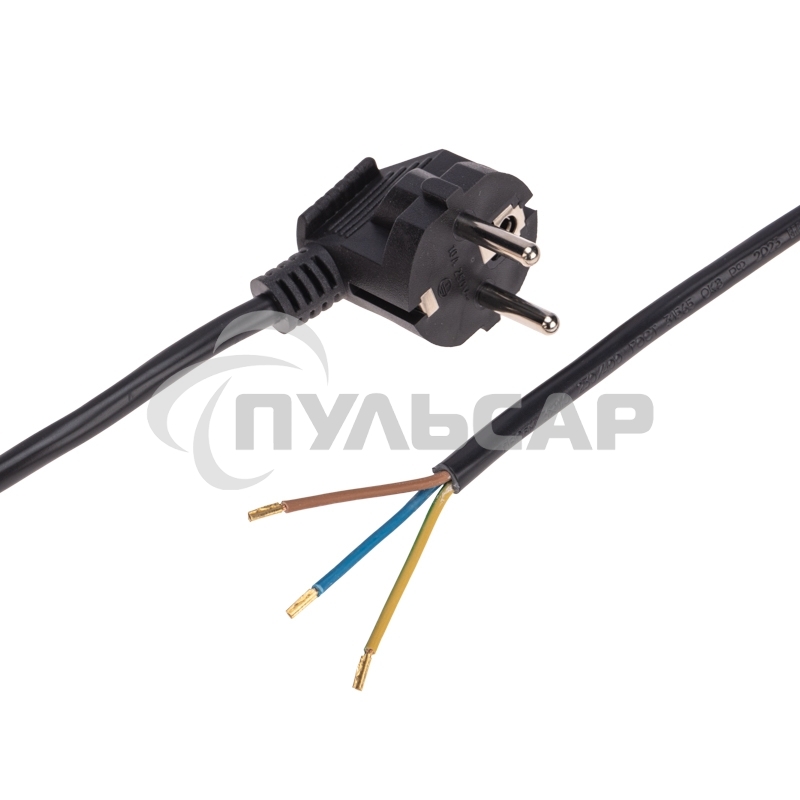 Шнур электрический с вилкой ПВС 3х1,0 мм2 5м черный Rexant