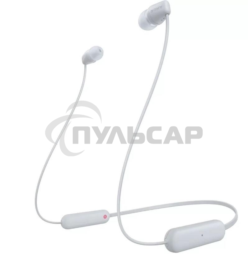 Гарнитура вкладыши Sony WI-C100 белый беспроводные bluetooth шейный обод