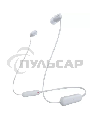 Гарнитура вкладыши Sony WI-C100 белый беспроводные bluetooth шейный обод