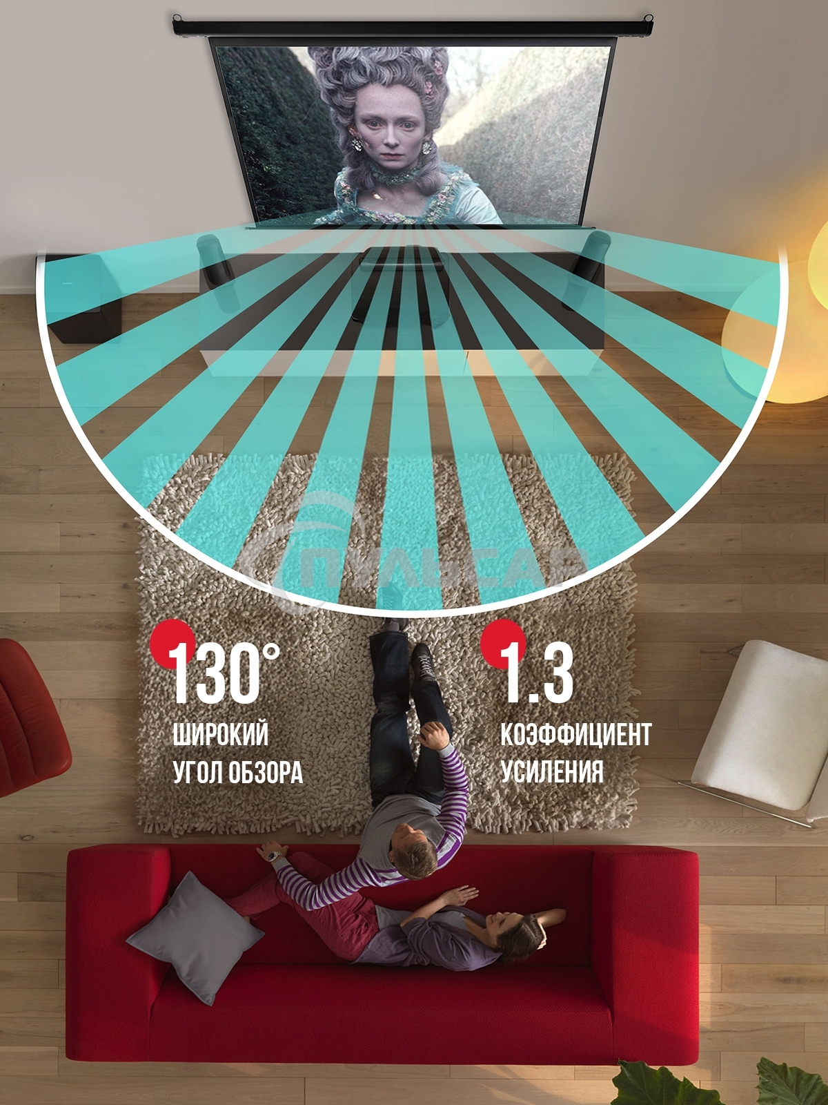 Экран для проектора S'OK Athena SGPSMS-323x201UHD на тросах с электроприводом, ПВХ+, белый к