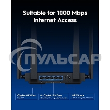 Маршрутизатор Cudy BE3600 Gigabit Dual Band Wi-Fi 7 Mesh Router, Chipset Broadcom, 802.11be/ax/ac/a/b/g/n, 2882Mbps at 5GHz + 688Mbps at 2.4GHz, 5 x 10/100/1000Mbps Ports, 4 x 5dBi fixed antennas, WiFi router/AP/ Repeater/WISP Mode, PPTP/L2TP/OpenVPN/Wire