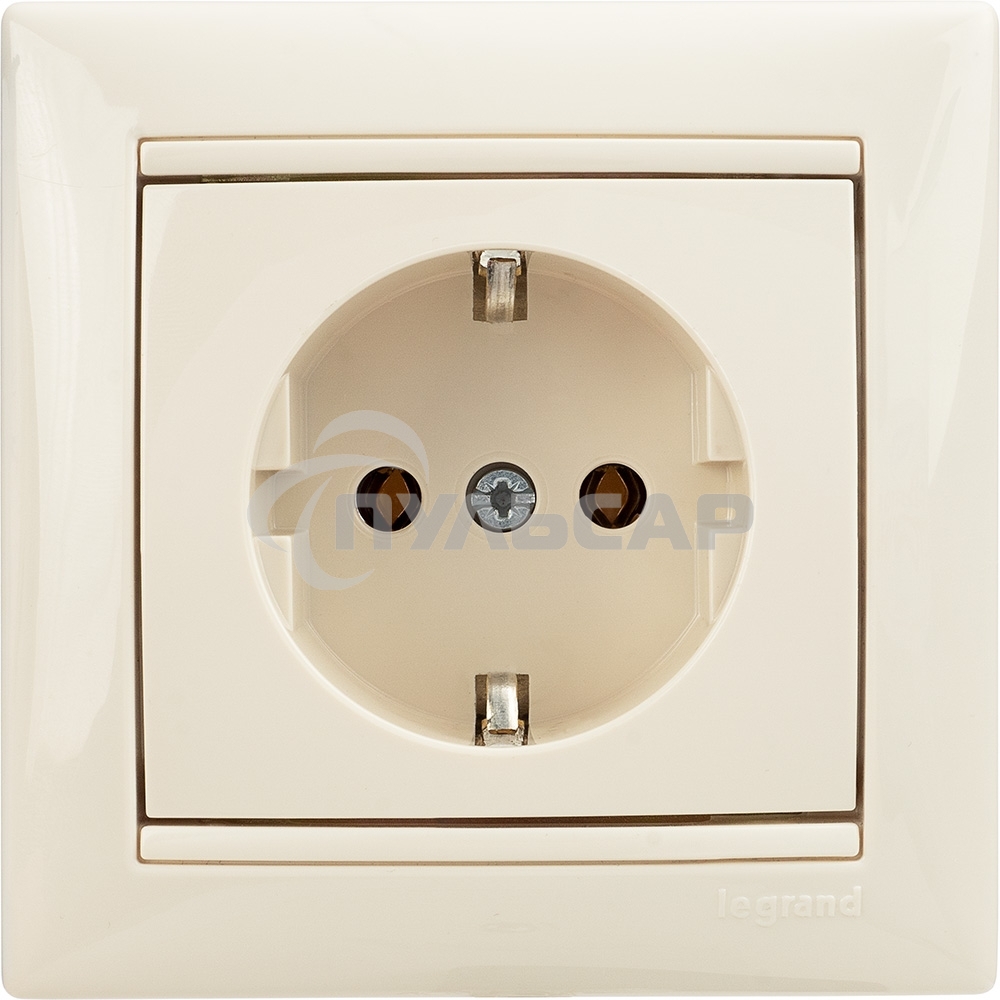 Розетка электрическая Valena с заземлением 2К+З/сл.кость (слоновая кость) Legrand 774320
