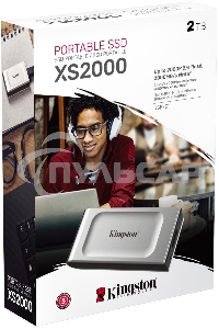 Внешний SSD Kingston XS2000, 2TB, USB 3.2 Gen 2x2 Type-C, R/W 2000/2000, серебристый