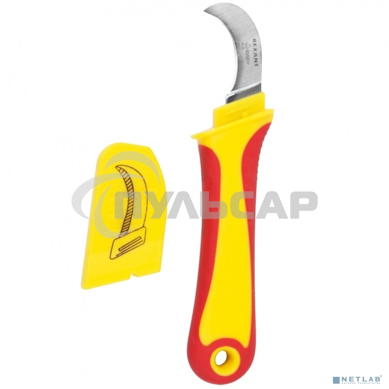 Нож монтажника, нержавеющая сталь, изогнутое лезвие Rexant