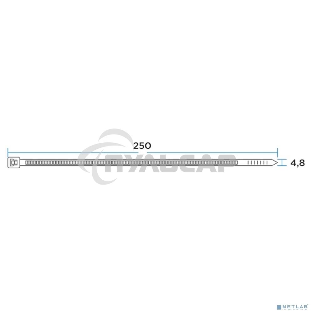 Хомут-стяжкa нейлоновая с тройным замком Rexant 250x4,8 мм, черная, упаковка 100 шт.