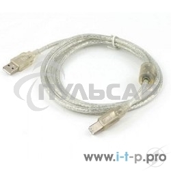 Кабель USB2.0 Cablexpert CCF-USB2-AMBM-TR-15, AM/BM, медь, двойн.экран, фер.кольцо, Pro, 4.5м, прозрач, пакет