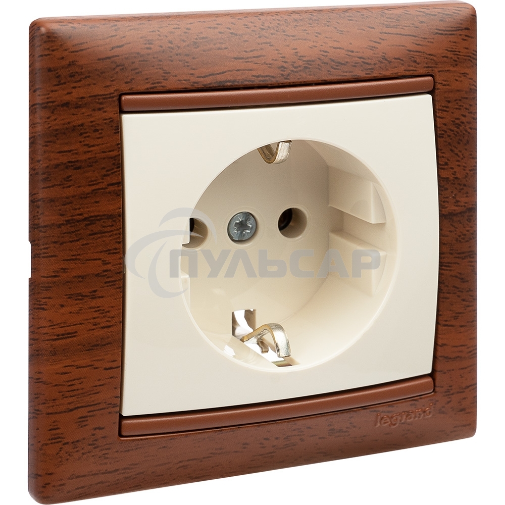 Розетка электрическая Valena с заземлением 2К+З/сл.кость (слоновая кость) Legrand 774320