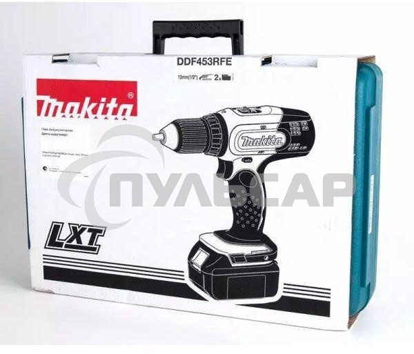 Дрель-шуруповерт Makita DDF453RFE, Аккумуляторная, 18В, 2 АКБ, Кейс