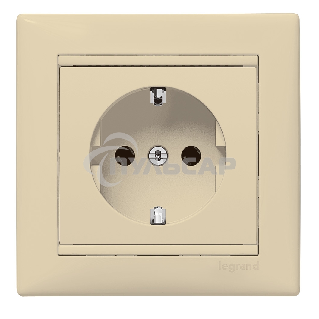 Розетка электрическая Valena с заземлением 2К+З/сл.кость (слоновая кость) Legrand 774320