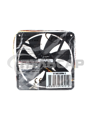 Вентилятор для корпуса Gembird 16611 черный, 140 мм, 1500 об/мин, 30 дБ, 3 pin