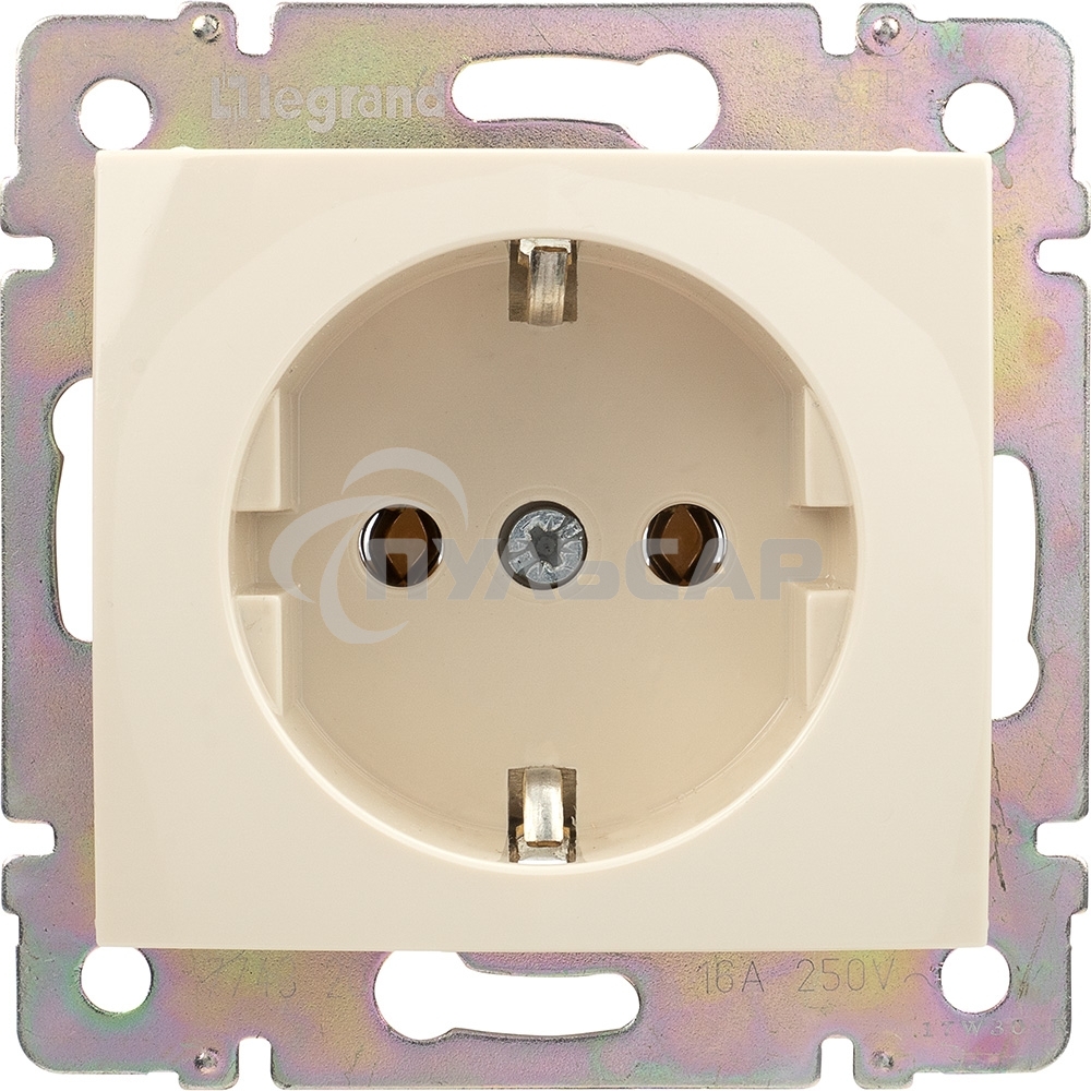 Розетка электрическая Valena с заземлением 2К+З/сл.кость (слоновая кость) Legrand 774320