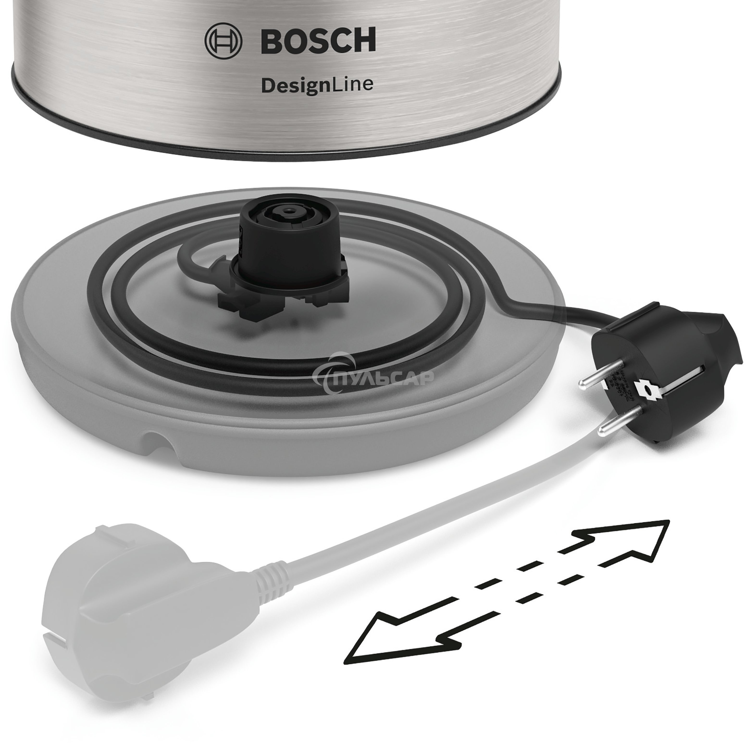 Чайник электрический Bosch TWK3P420 1.7л. 2400Вт черный (корпус: нержавеющая сталь)