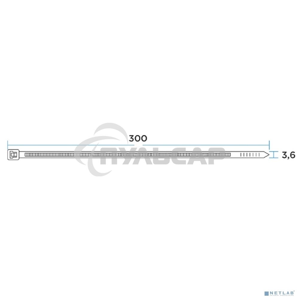 Хомут-стяжкa нейлоновая с тройным замком Rexant 300x3,6 мм, белая, упаковка 100 шт.