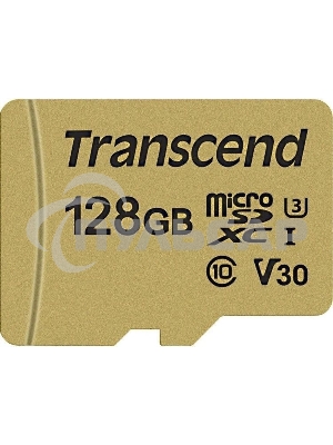 Флеш карта microSD 128Gb Transcend microSDXC Ultimate UHS-I U3, V30, (SD адаптер), MLC