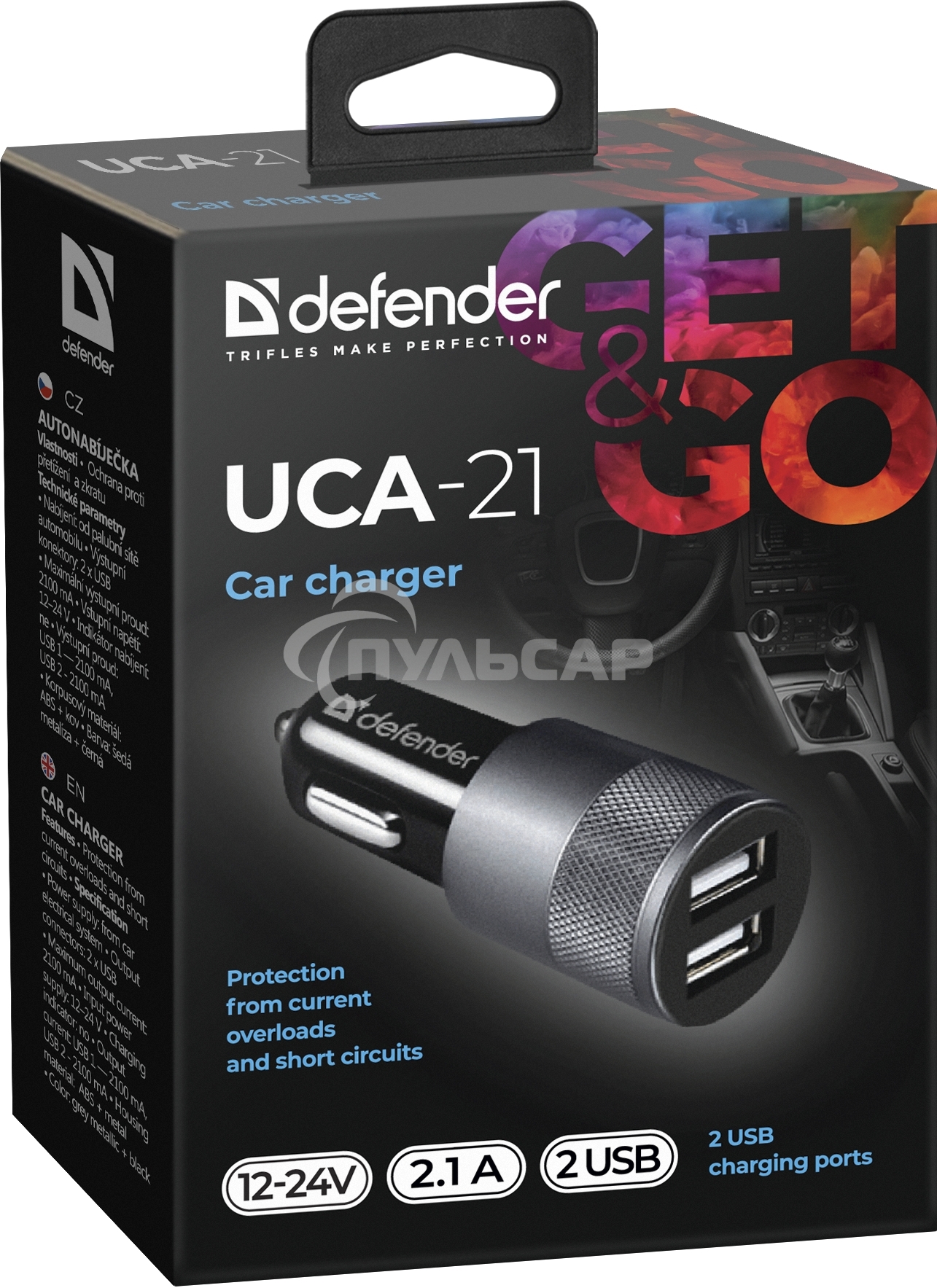 Зарядное устройство для авто Defender UCA-21 5V 2.1A