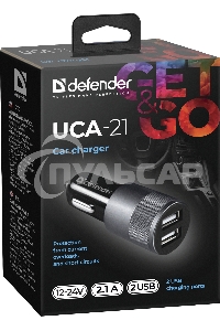 Зарядное устройство для авто Defender UCA-21 5V 2.1A