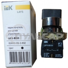 Переключатель LAY5-BD33 на 3 полож. черный I-O-II станд. ручка ИЭК BSW60-BD-3-K02