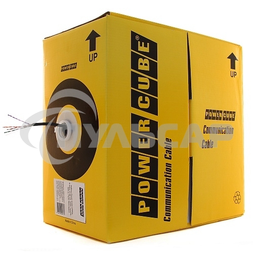 Кабель UTP Outdoor Power Cube PC-UPC-5051E-SO-OUTR кат.5e Fluke МЕДЬ однож. 4х2х0.51 мм, 305 м на катушк, внешний с тросом, черный (FLUKE TEST)