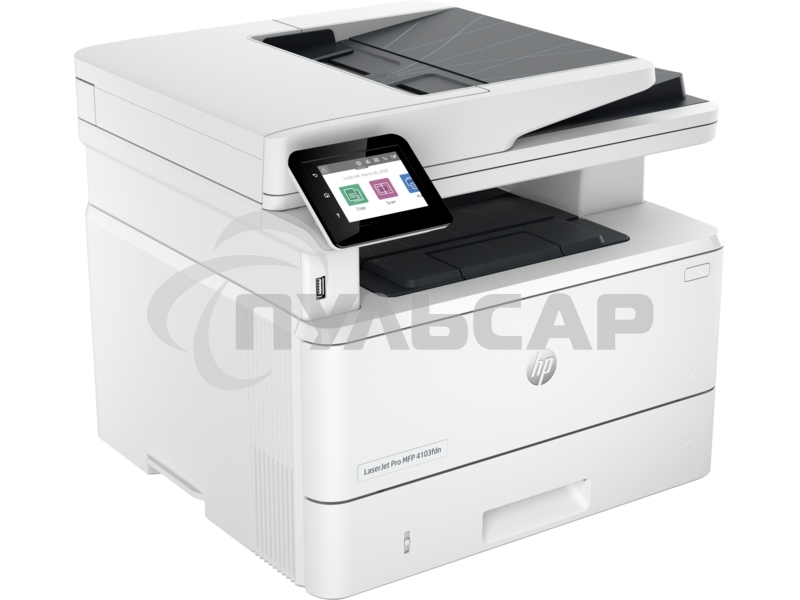 МФУ лазерное HP LaserJet Pro 4103fdn (2Z628A), A4, ч/б, печ. до 40 стр/мин., скан. до 29 стр/мин. (ч/б) 20 стр/мин. (цвет), 1200 x 1200 dpi, USB, RJ-45, Air Print, Mopria