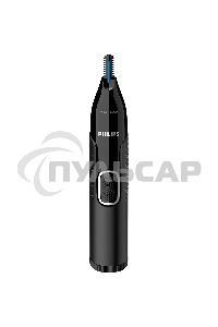 Триммер Philips для носа и ушей, черный, корпус - пластик, 3 насадки-гребня, насадка - триммер, щеточка для очистки, мягкий чехол, батарейка