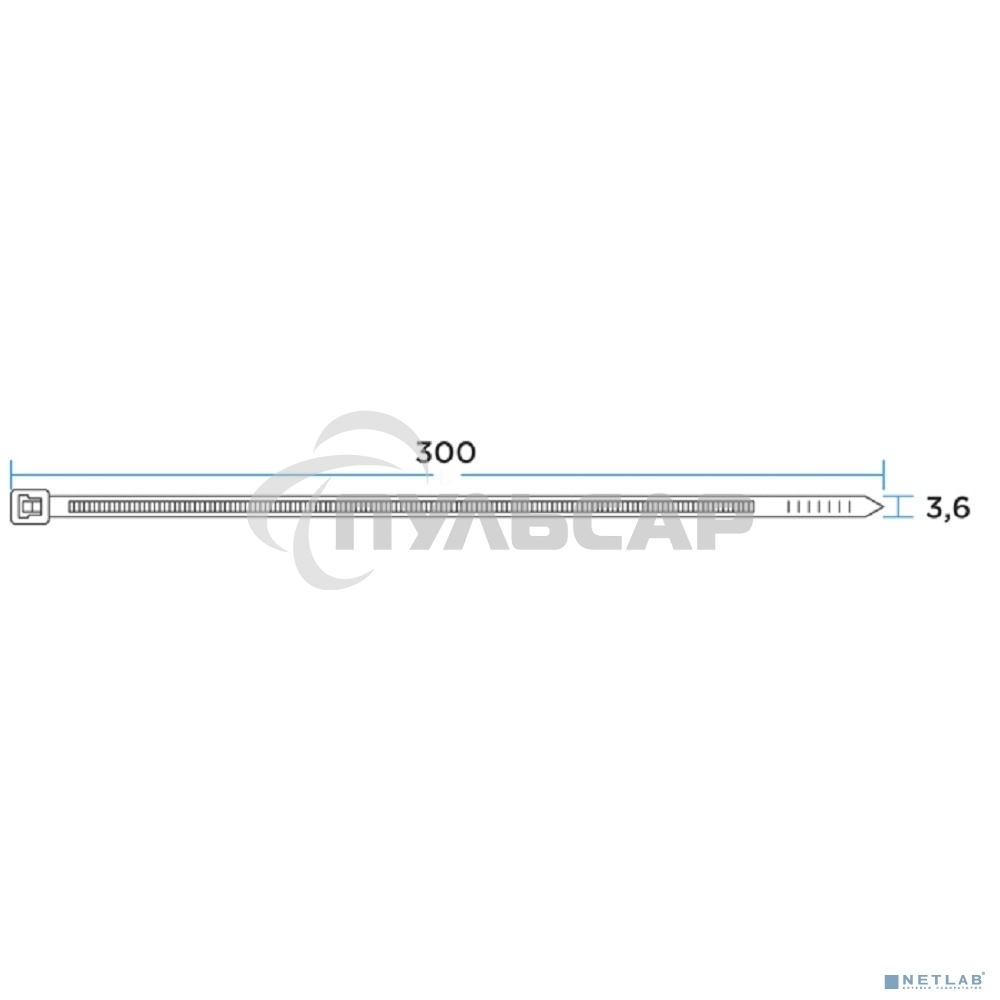 Хомут-стяжкa нейлоновая с тройным замком Rexant 300x3,6 мм, черная, упаковка 100 шт.