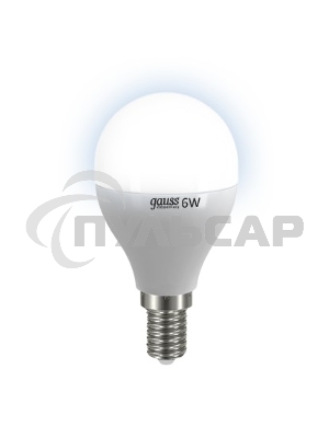 Лампа светодиодная LED Gauss 6Вт E14 220В 4100К Elementary шар 53126
