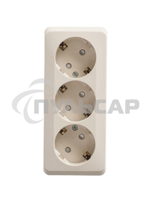 Розетка 3-м ОП Этюд 16А 250В защ. шторки с заземл. крем. SchE PA16-012K