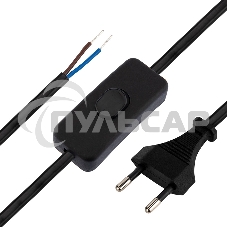 Сетевой шнур с выключателем 2х0,75 мм², 1,8 м черный Rexant