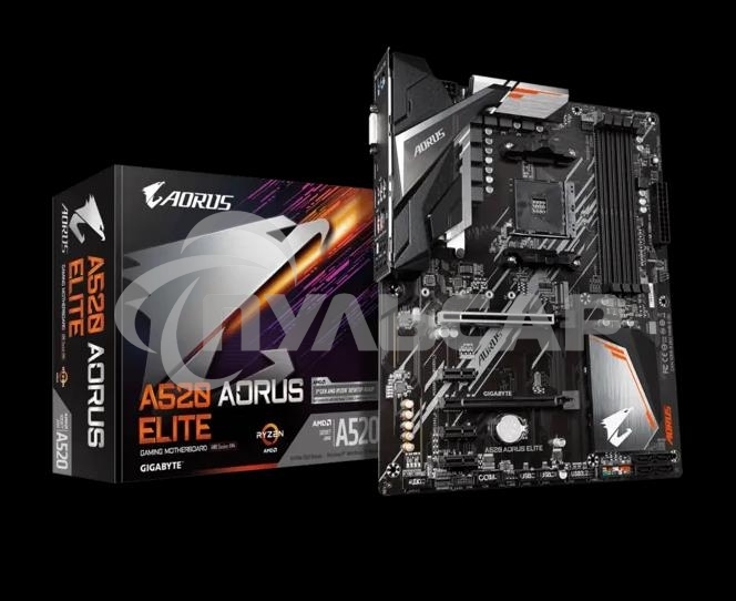 Материнская плата Gigabyte A520 AORUS ELITE, AM4, AMD A520, 4xDDR4, 4xSATA, 1xM.2, 1xPCI-E 3.0 x16, 1xHDMI, 1xDVI-D, 1x 1Gb LAN, 2xUSB 2.0, 4xUSB 3.2 Gen 1, 3x3.5 мм, 7.1, Micro-ATX