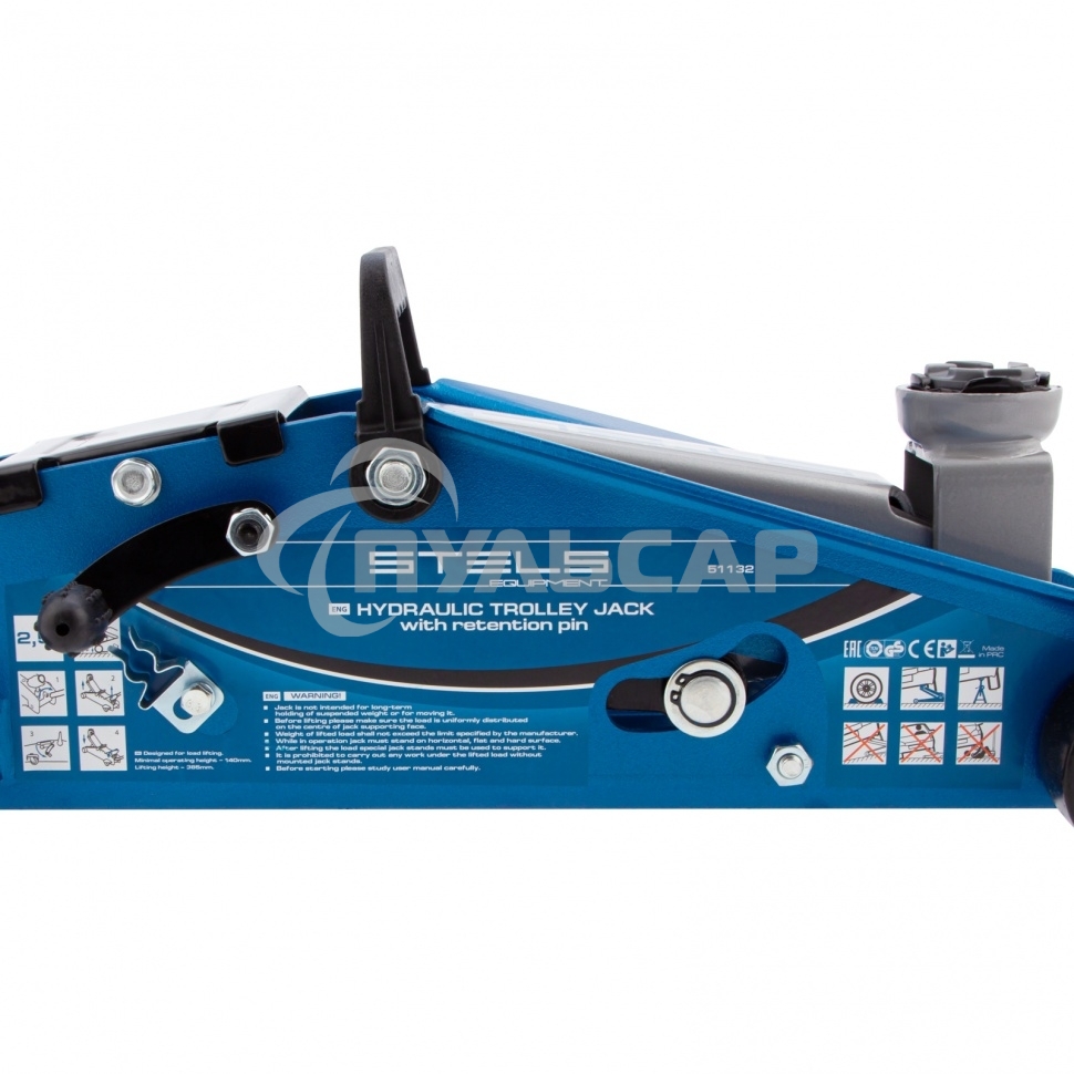 Домкрат STELS 51132гидравлический подкатной с фиксатором 2.5 т safety pin 140-385мм в кейсе