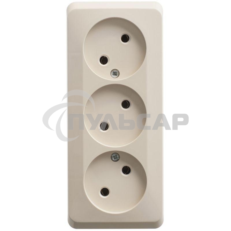 Розетка 3-м ОП Этюд 16А IP20 без заземл. без защ. шторок крем. SchE PA16-009K