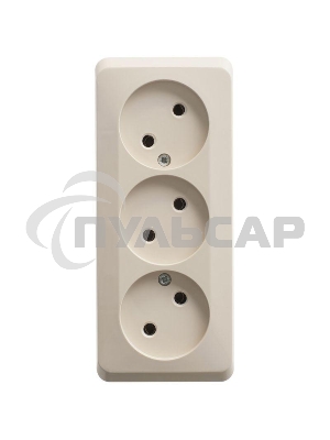 Розетка 3-м ОП Этюд 16А IP20 без заземл. без защ. шторок крем. SchE PA16-009K